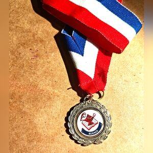 Vintage 1990 Science Award Medal with Striped Ribbon